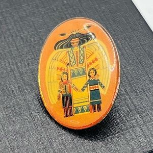 VTG Native American Indian Guardian Angel Pin Pinback Jewelry